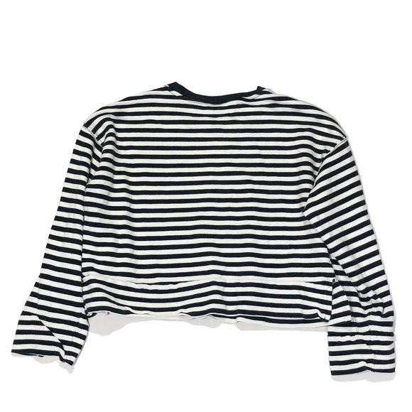H&M Womens Size S Black White Striped Long Sleeve Crew Neck Tshirt - Picture 7 of 7